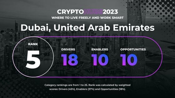 Data breakdown for Dubai in Crypto Hubs 2023 ranking