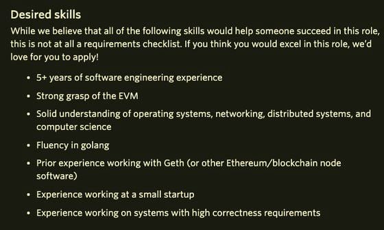 Screengrab from Blast job description for "Senior Protocol Engineer." (Blast)