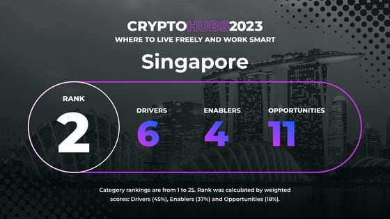 data breakdown for Singapore in Crypto Hubs 2023 ranking