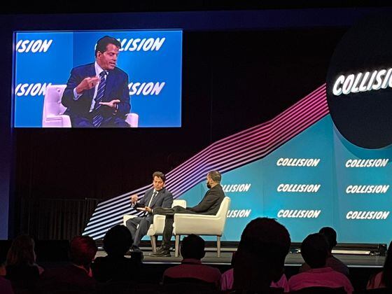 Anthony Scaramucci speaks at Collision 2022. (Michael Bellusci/CoinDesk)