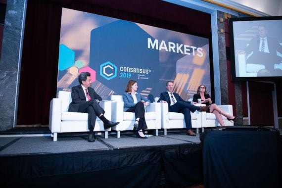 Robert Kim, senior legal analyst at Bloomberg Law; Amy Kim, chief policy officer at Chamber of Digital Commerce; John Smith, partner at Morrison Foerster; and Hailey Lennon, partner at Anderson Kill. 