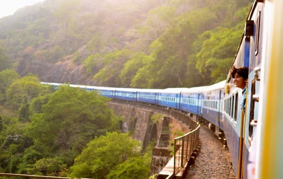 Train passing through Goa, India