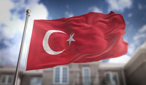 turkey-flag-3d-rendering-on-blue-sky-building-background