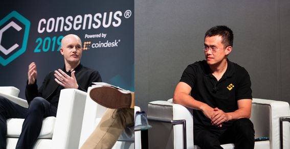 Coinbase CEO Brian Armstrong, Binance CEO Changpeng Zhao (CoinDesk archives)