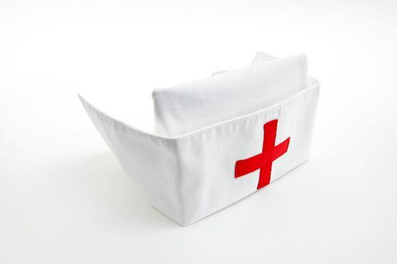 A nurse's hat with a red cross. White hats saved SushiSwap funds.