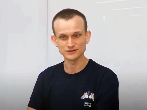 Vitalik Buterin spoke with reporters during an exclusive event at ETHSeoul. (CoinDesk screenshot)