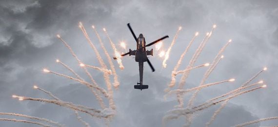 helicopter dropping flares