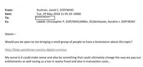 Jared Kushner's email to Steven Mnuchin
