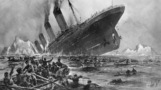 The sinking of the Titanic painted by German artist Willy Stoewer. (Gettyimages/BettmannArchive)