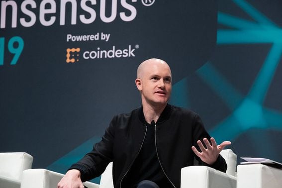 Brian Armstrong speaks at Consensus 2019. 