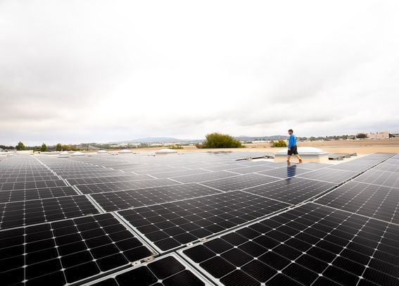 Solar panels on a CleanSpark client's roof. (Danielle Nazareno/CleanSpark)