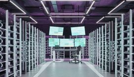 3d rendering of crypto mining computer center