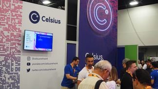 The Celsius both at Bitcoin Miami 2022 (Danny Nelson/CoinDesk)