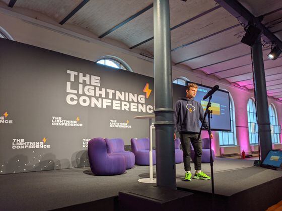 Zap founder Jack Mallers speaks at the 2019 Lightning Conference in Berlin. (Photo by Will Foxley for CoinDesk)