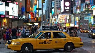 Yellow cab in Times Square New York