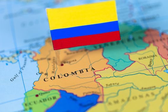 Map and flag of Colombia
