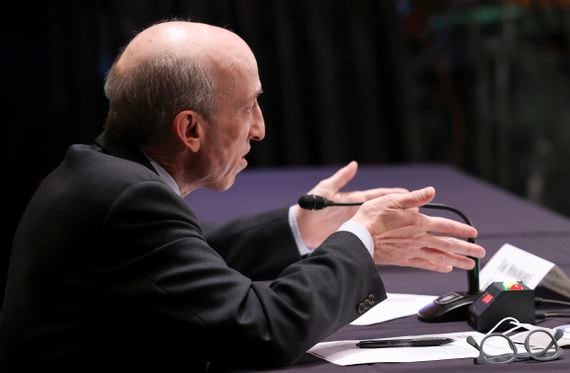SEC Chair Gary Gensler says he's trying to protect investors. (Evelyn Hockstein-Pool/Getty Images)