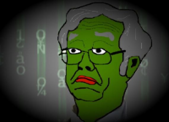An early blockchain-based digital collectible card combined the Pepe the Frog meme with the likeness of Dorian Satoshi Nakamoto, reported (controversially) in 2014 to be Bitcoin's founder. Now it's an NFT.