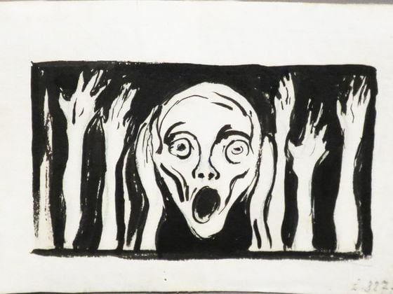 (The Scream, undated drawing Edvard Munch, Bergen Kunstmuseum/Wikimedia Commons)