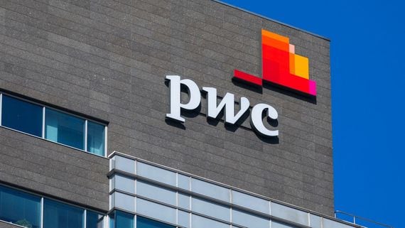 PwC logo on the side of a building