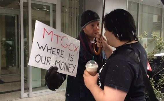 Mt. Gox bitcoin protest Mark Karpeles