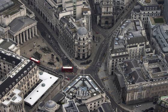 The area around the Bank of England in the City of London's Square Mile on November 05, 2020 in London, England.