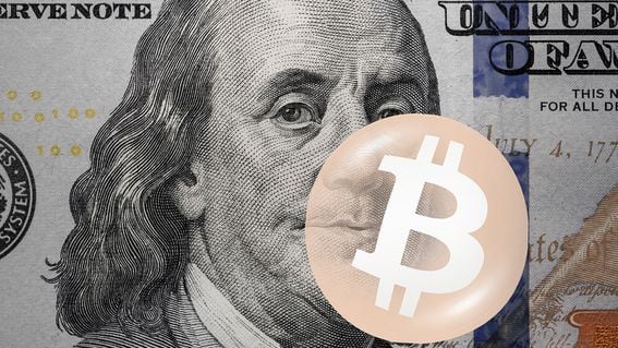 Bitcoin Benjamin Franklin blowing bubblegum (Getty Images)