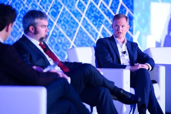 BitGo CEO Mike Belshe (right) speaks at CoinDesk's Invest: NYC 2019. (CoinDesk archives)