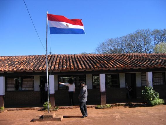 School in Misiones Paraguay Flag (Alex Steffler/Wikimedia)