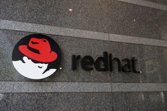 Red Hat building and logo
