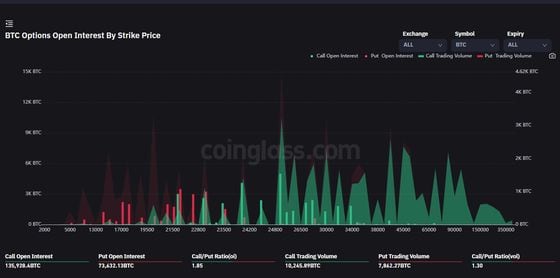 BTC options open interest by strike price (Coinglass)