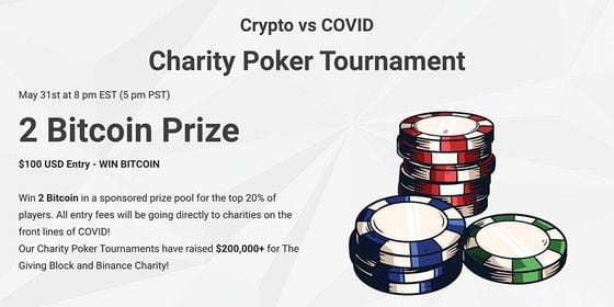Hold ‘Em for a cause on May 31, when crypto figureheads come together to play poker for charity. Buy in with fiat or crypto to play against Ryan Selkis, Brock Pierce, Hailey Lennon, Ran NeuNer, Charlie Lee and more for a chance to win two bitcoin. Ante up at least one hour before first bet. 