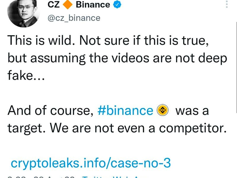 CZ's now-deleted tweet about the Ava Labs controversy