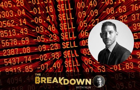 Stock market volatility represented by crash red trading screen with Corey Hoffstein