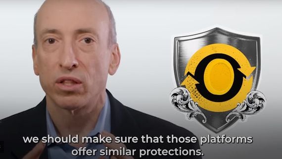 U.S. Securities Exchange Commission Chair Gary Gensler advises in video that crypto firms need to register. (CoinDesk screen grab from SEC investor-education video)