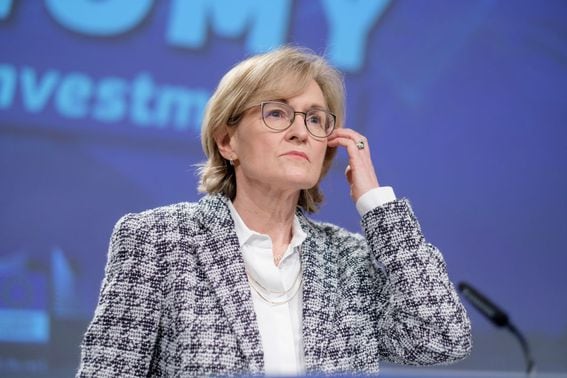 EU Commissioner for Financial Services, Mairead McGuinness, would like to see a political compromise on the EU's crypto bill set to be finalized this month. (Thierry Monasse/Getty Images)