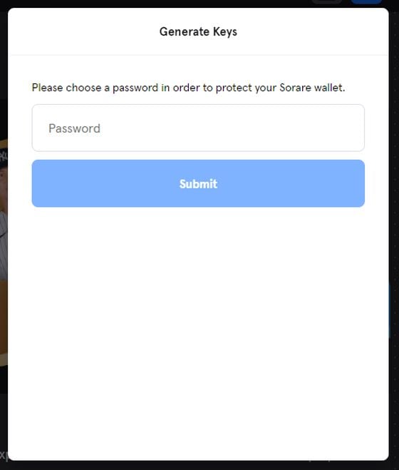 Create a password: Step 3 (Sorare)