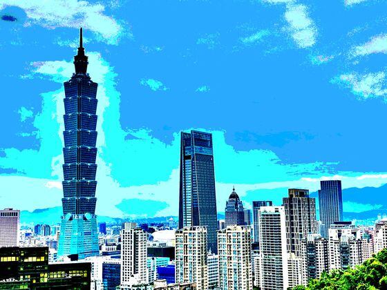 Taipei, Taiwan, skyline. (Creative Commons, modified by CoinDesk)