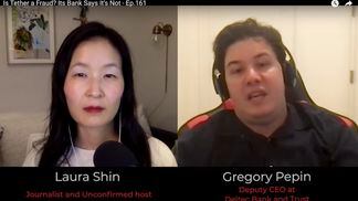 A screenshot from Laura Shin's interview with Deltec Deputy CEO Gregory Pepin, Tether's banker. 
