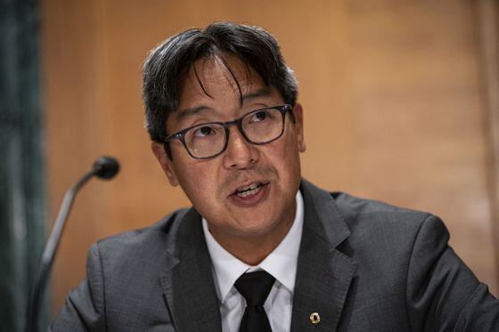OCC's acting chief, Michael Hsu, is wary of a lack of "interoperability" in stablecoins as he considers oversight. (Al Drago/Bloomberg via Getty Images)