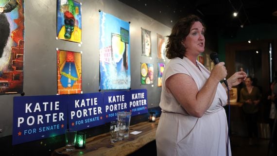 Crypto PAC Fairshake is asking California crypto voters to oppose Rep. Katie Porter in the U.S. Senate race there. ( Justin Sullivan/Getty Images)