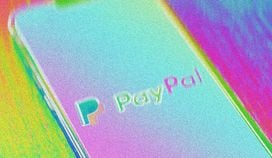 paypal logo on a smartphone booting up the payments app (Marques Thomas/Unsplash, modified by CoinDesk)