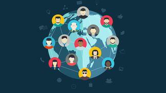 Concept of social networking, Wireless connect people around the world, flat design web and mobile applications