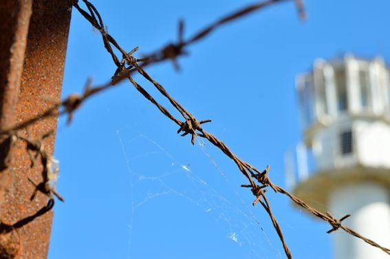 watchtower, barbed wire
