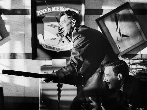 Sterling Hayden (left) as Brigadier General Jack D. Ripper and Peter Sellers as Captain Lionel Mandrake in the 1964 film "Dr. Strangelove or: How I Learned to Stop Worrying and Love the Bomb." (John Springer Collection/Getty Images)