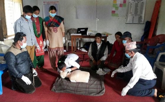  The See Change Foundation's rural Red Cross CPR / First Aid certification initiative session. The photograph was taken just before the earthquake struck. Image via See Change Foundation website.