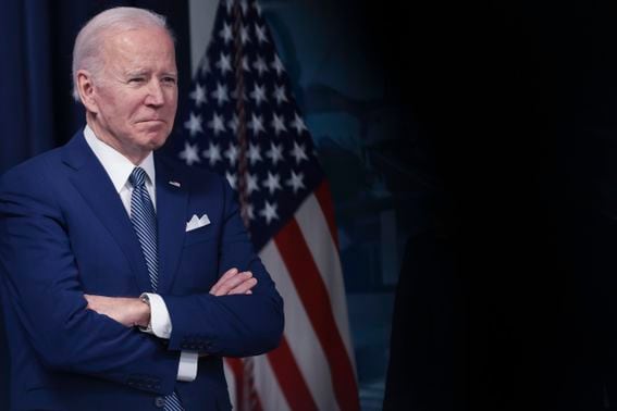 WASHINGTON, DC - MARCH 04:  U.S. President Joe Biden waits to speak about the February jobs report during an event at the White House complex March 4, 2022. (Win McNamee/Getty Images)