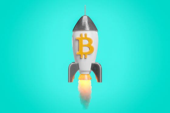rocket taking with bitcoin symbol (Getty Images)