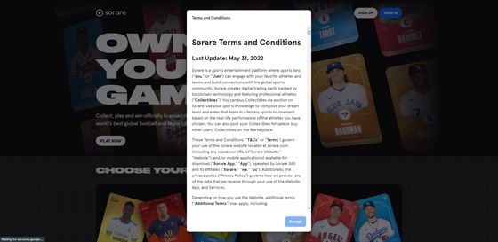 Terms and Conditions: Step 2 (Sorare)