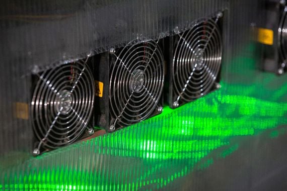 A cryptocurrency mining farm in Nadvoitsy, Russia.